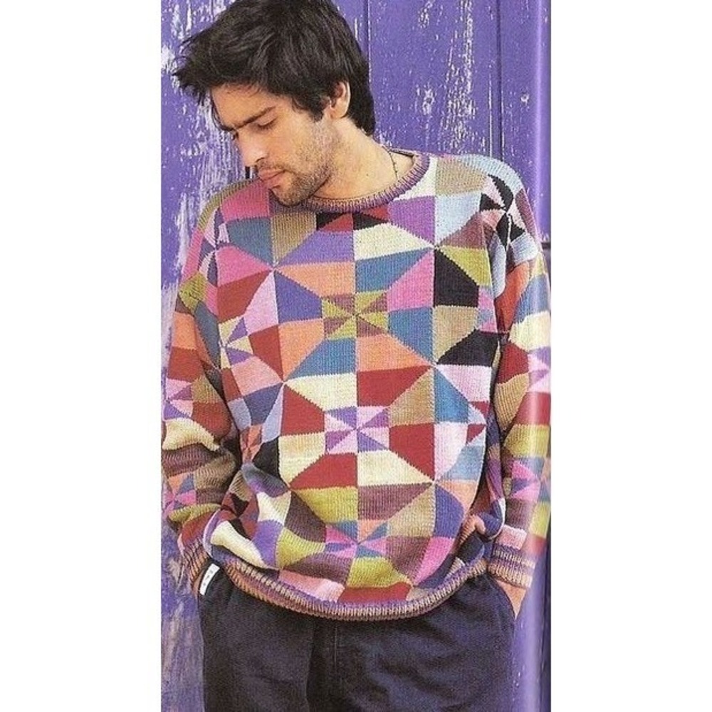 Rare Vtg Rowan Kaffe Fassett Pinwheel Pullover Kit Cotton Glace Yarn 25 Skeins